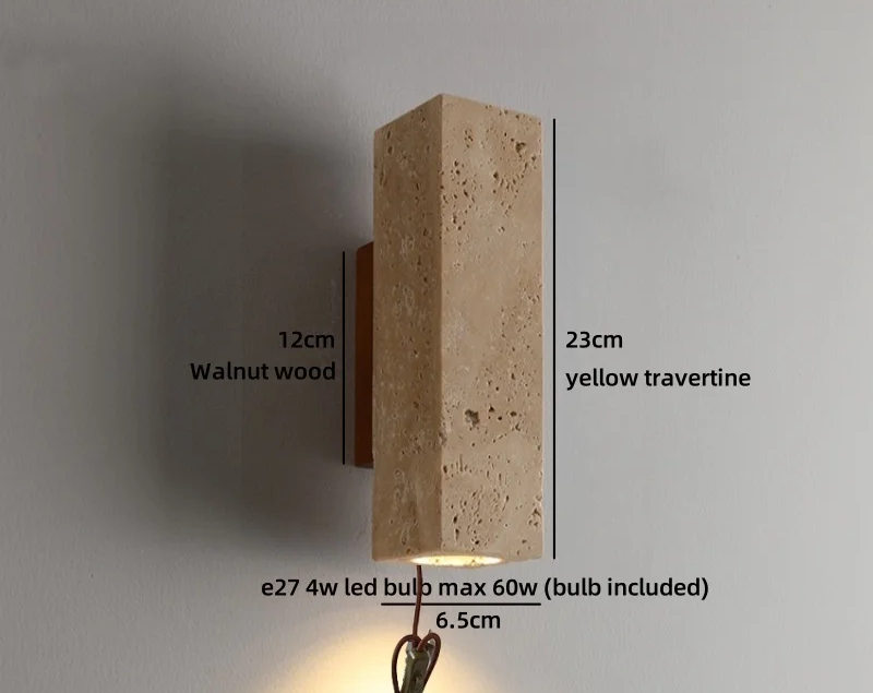 TerraLume Wabi-Sabi Travertin LED Wandlamp - wandlamp - afmetingen