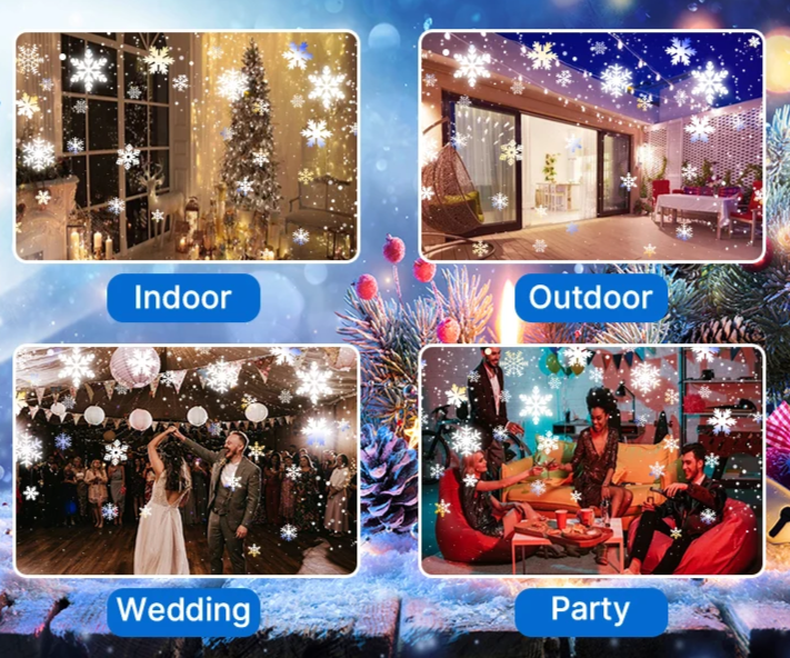 SNOWGLOW – LED Kerst Sneeuwval Projector met Dubbele Kop - buitenverlichting - verlicht