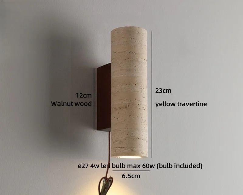 TerraLume Wabi-Sabi Travertin LED Wandlamp - wandlamp - afmetingen