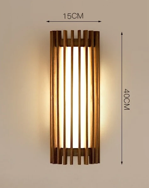 “ZenAura Wabi-Sabi Wandlamp” – Japanse Retro Walnoot LED Wandverlichting - wandlamp - close-up