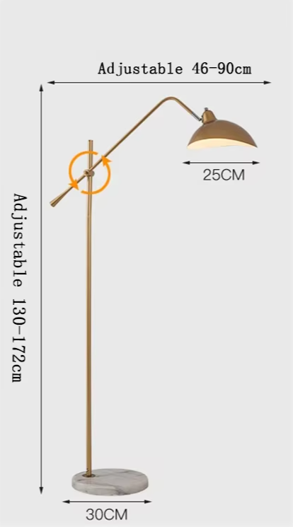 Nordic Gold Luxe Vloerlamp – Minimalistisch Design met Marmeren Basis - vloerlamp - zijaanzicht