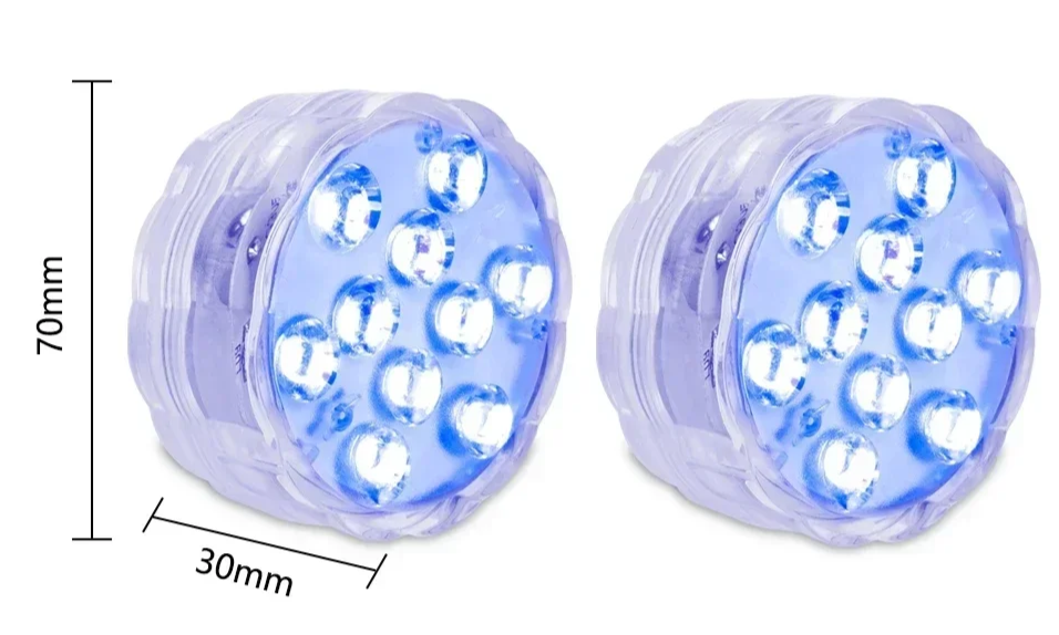 LUMISNAP 10-LED RGB Onderwaterlampen met Magnetische Bevestiging - buitenverlichting - gemonteerd