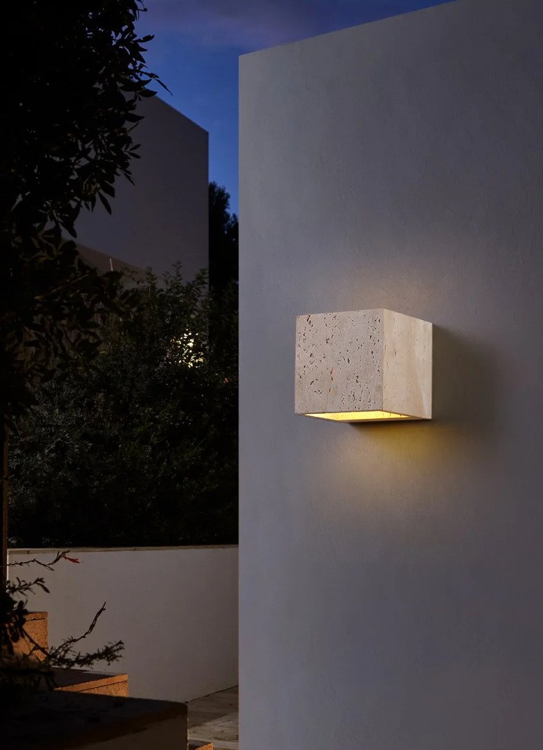 StoneBloc Buitenwandlamp – Natuurlijke Steenlook Wandlamp voor Tuin, Hal & Badkamer - buitenverlichting - afmetingen