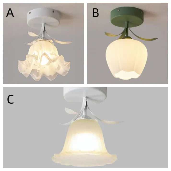 Eenvoudige Tiffany Plafondlamp Met Minibloemen - plafondlamp