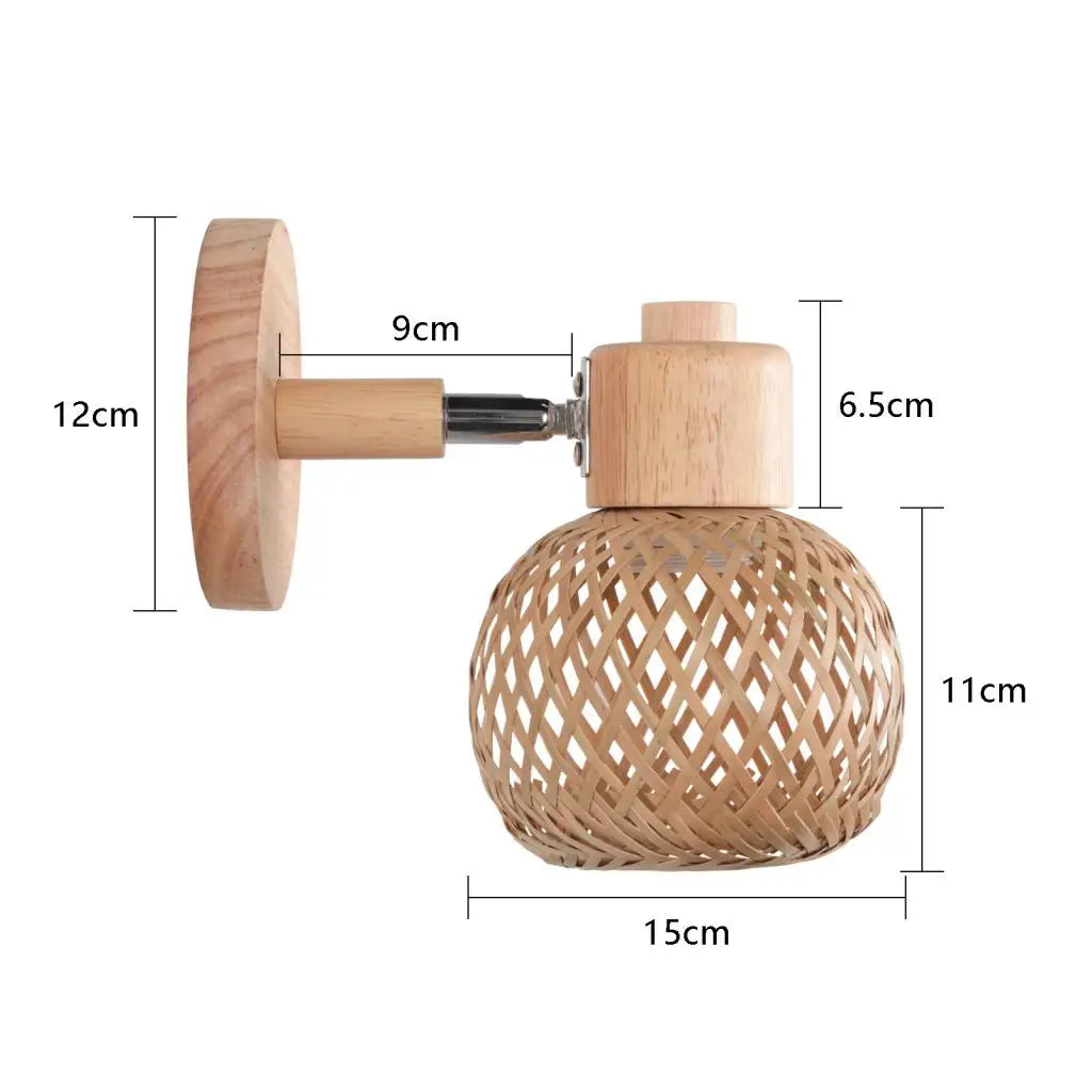 BambuZen Retro Japanse Bamboe Wandlamp – Natuurlijke Rattan Sfeerverlichting - wandlamp - in de kamer