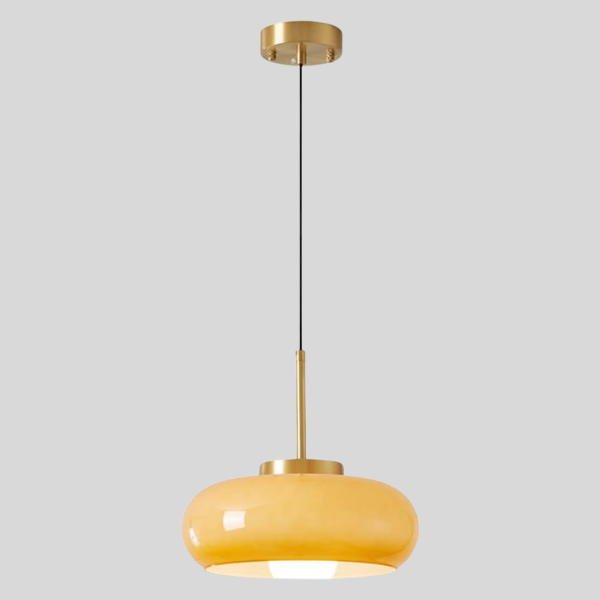 Moderne Kroonluchter Van Koper En Glas - hanglampen - sfeerbeeld