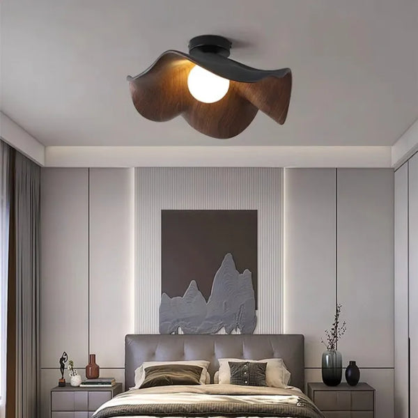 Scandinavische Houten Lotus Plafondlamp - plafondlamp