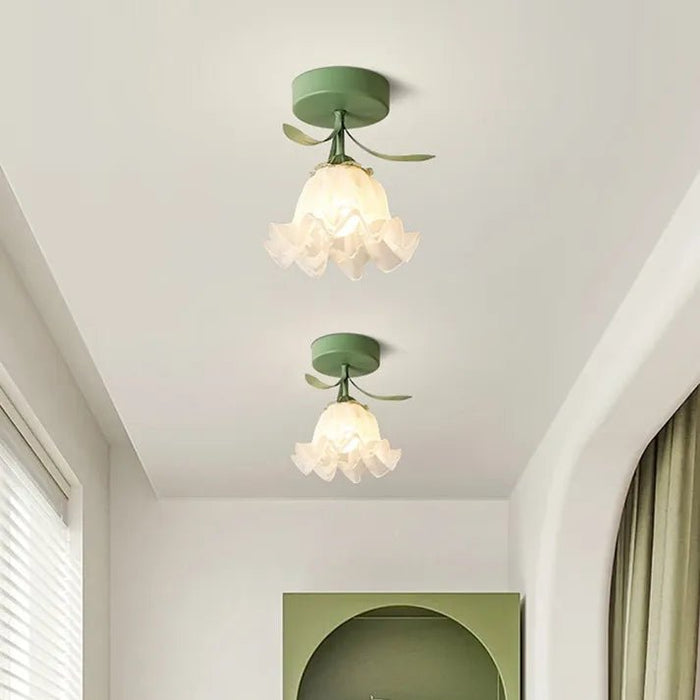 Eenvoudige Tiffany Plafondlamp Met Minibloemen - plafondlamp - materiaaldetail