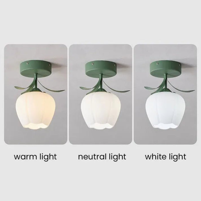Eenvoudige Tiffany Plafondlamp Met Minibloemen - plafondlamp - in de kamer