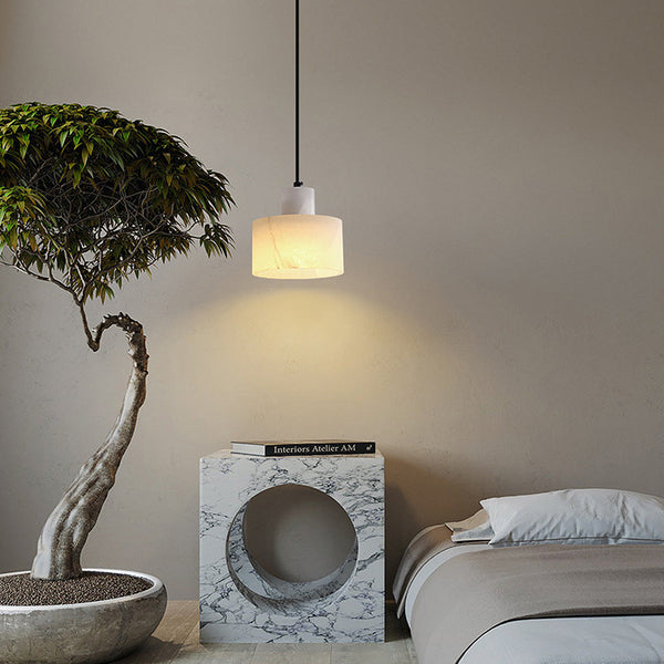 Scandinavische Eenvoudige Hanglamp In Wit Marmer - hanglampen