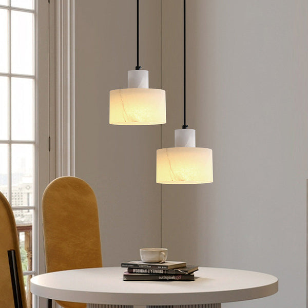 Scandinavische Eenvoudige Hanglamp In Wit Marmer - hanglampen - detail