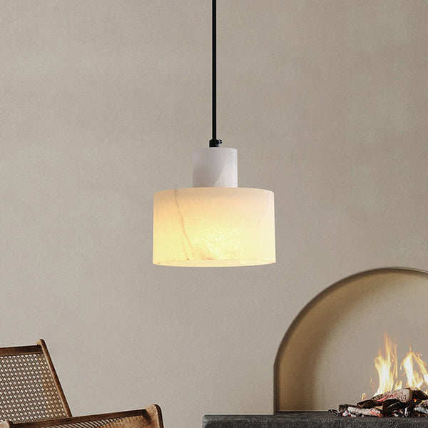 Scandinavische Eenvoudige Hanglamp In Wit Marmer - hanglampen - in de kamer