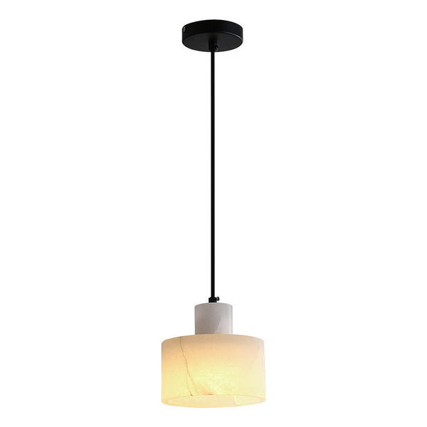 Scandinavische Eenvoudige Hanglamp In Wit Marmer - hanglampen - zijaanzicht