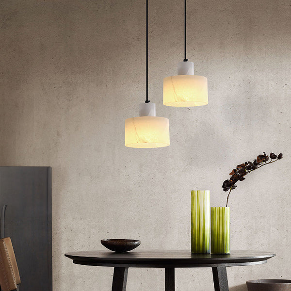 Scandinavische Eenvoudige Hanglamp In Wit Marmer - hanglampen - sfeerbeeld