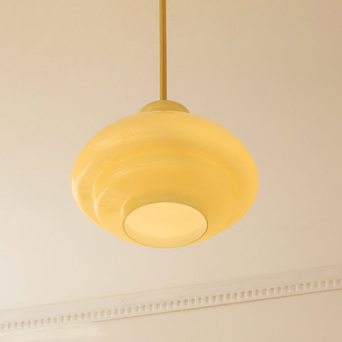 Bauhaus Hanglamp Van Roomgeel Glas - hanglampen - verlicht