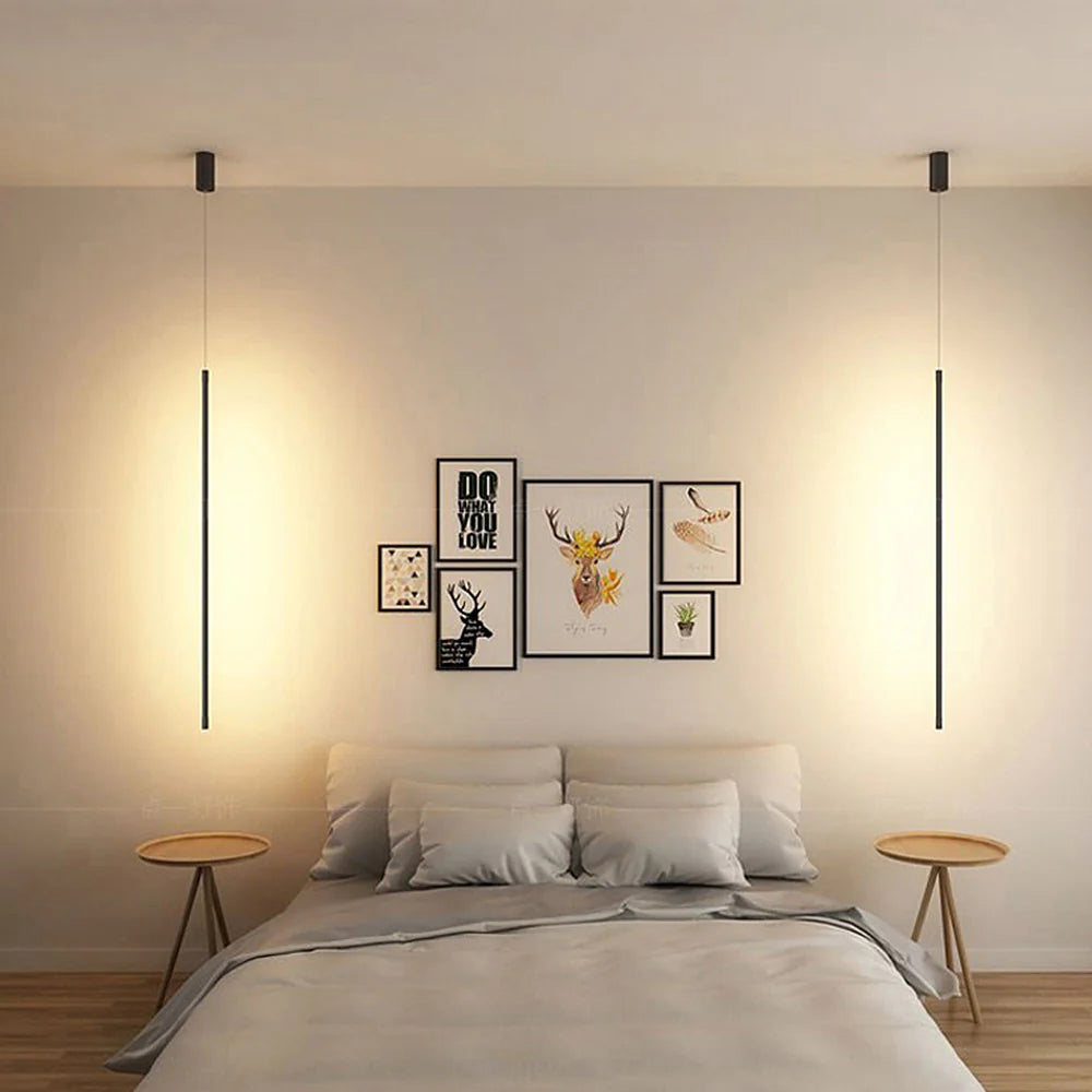 Minimalistische Lange LED Hanglamp Van Aluminium - hanglampen - close-up