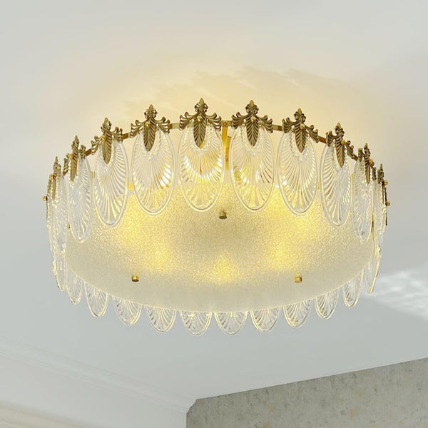 Decoratieve Glazen Ronde Kroonluchter Voor In De Woonkamer of Eetkamer - hanglampen - zijaanzicht