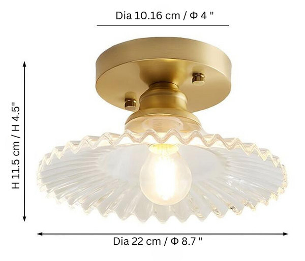 Vintage Helder Glazen Geribbelde Plafondlamp - plafondlamp - verlicht