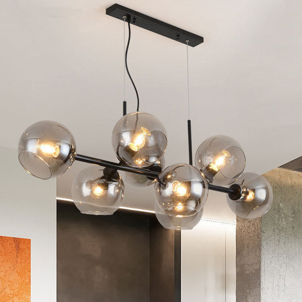Moderne Minimalistische Kroonluchter Eettafel - hanglampen - zijaanzicht