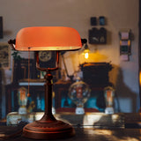 AmberGlow Vintage Matte Orange Glass Table Lamp