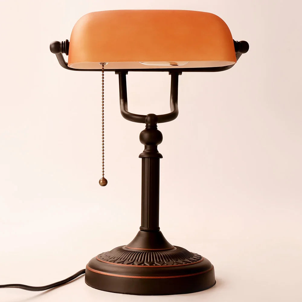 AmberGlow Vintage Mat Oranjeglas Tafellamp - tafellampen - gemonteerd