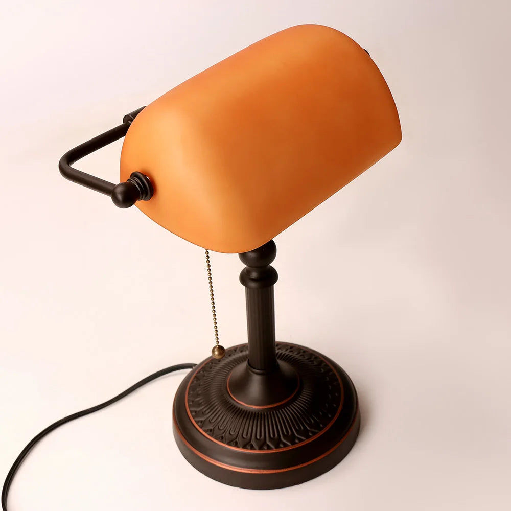 AmberGlow Vintage Mat Oranjeglas Tafellamp - tafellampen - sfeerbeeld