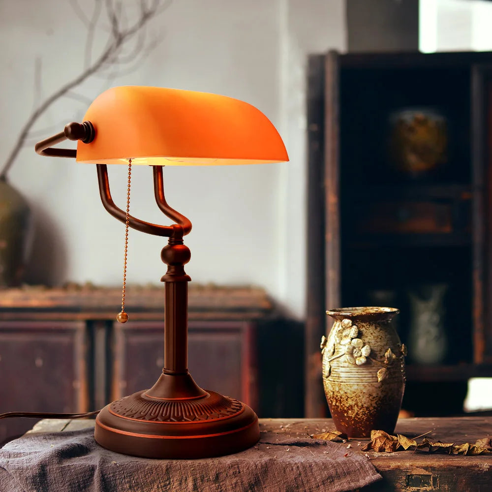 AmberGlow Vintage Mat Oranjeglas Tafellamp - tafellampen - zijaanzicht