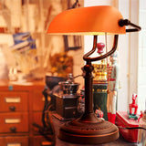 AmberGlow Vintage Matte Orange Glass Table Lamp