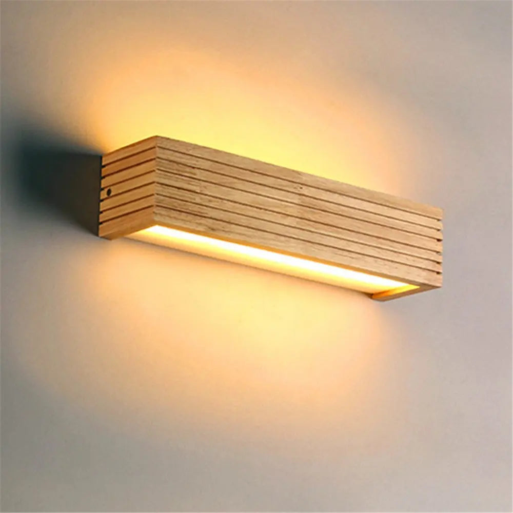 LignoGlow Moderne Houten LED Wandlamp - wandlamp - zijaanzicht
