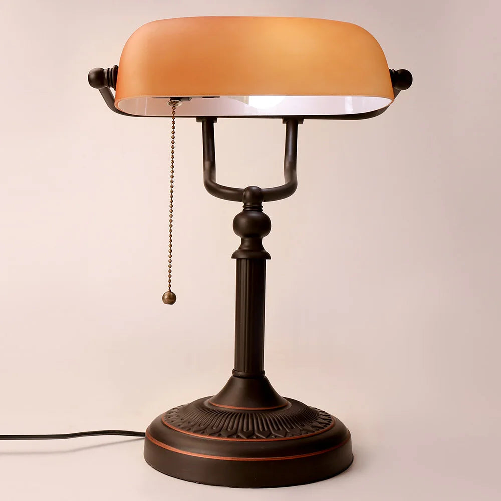 AmberGlow Vintage Matte Orange Glass Table Lamp