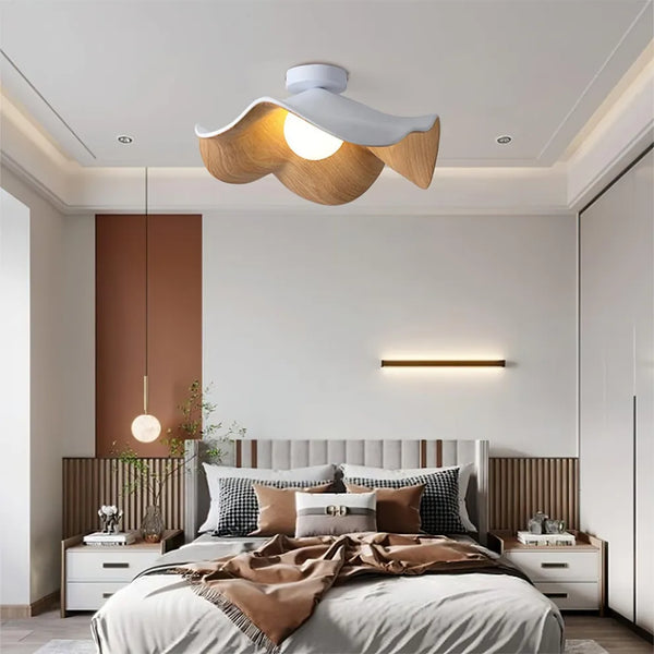 Scandinavische Houten Lotus Plafondlamp - plafondlamp - verlicht
