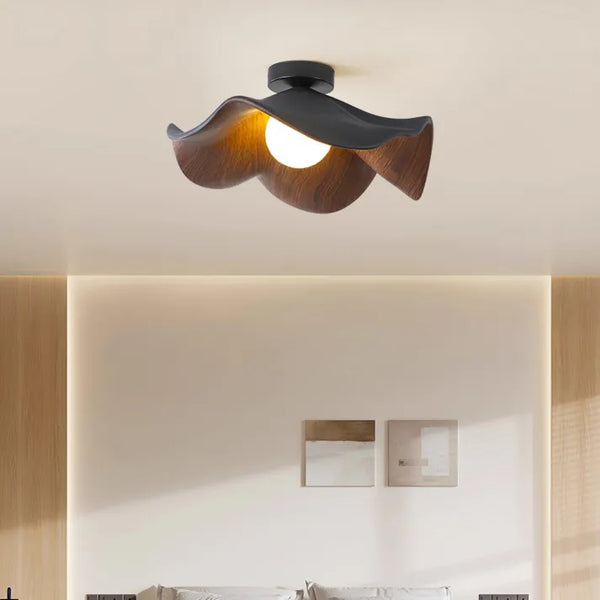 Scandinavische Houten Lotus Plafondlamp - plafondlamp - materiaaldetail
