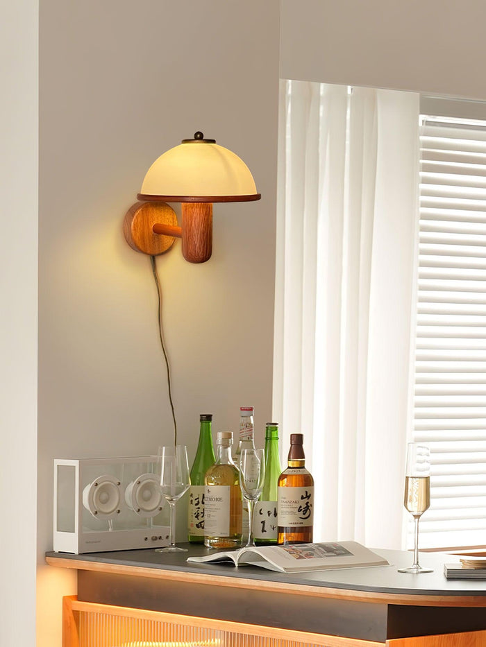 Paddenstoel Houten Wandlamp - wandlampen - verlicht