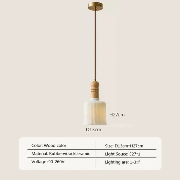 Crème Wind Massief Houten Hanglamp - hanglampen - close-up