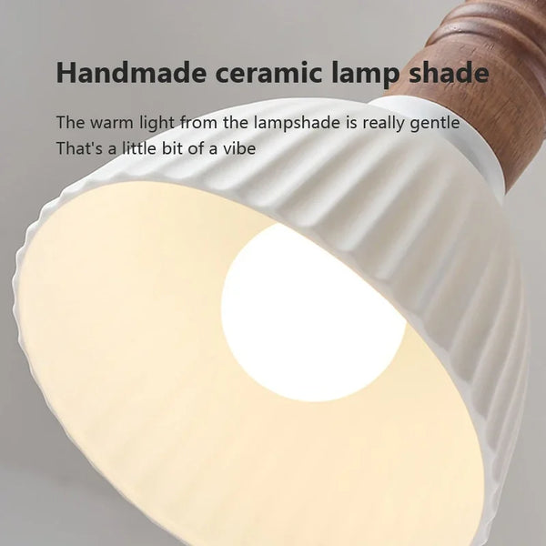 Crème Wind Massief Houten Hanglamp - hanglampen - zijaanzicht