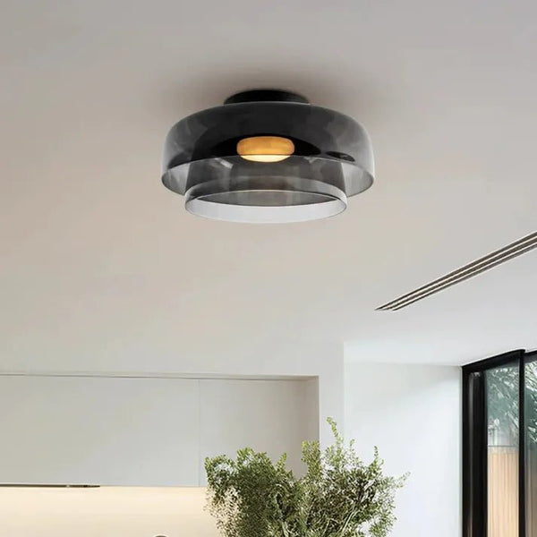 Scandinavische Designer Creatieve Persoonlijkheid Middeleeuwse Glazen Plafondlamp - plafondlamp - gemonteerd