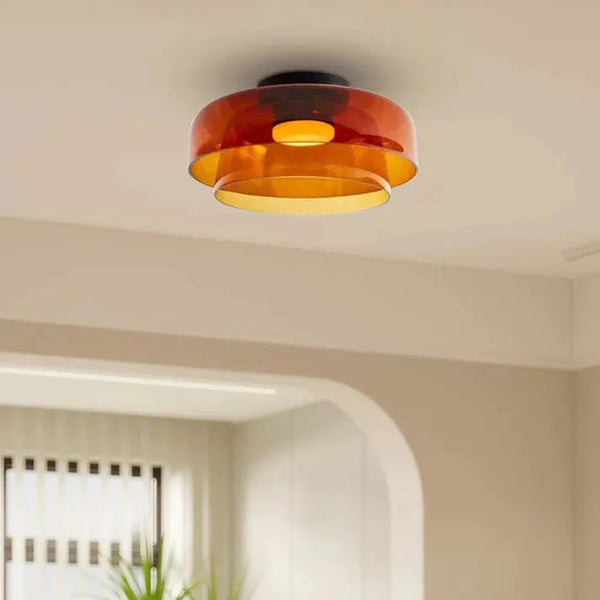 Scandinavische Designer Creatieve Persoonlijkheid Middeleeuwse Glazen Plafondlamp - plafondlamp