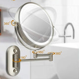Chrome Silver Rechargeable LED Magnifying Mirror for Makeup and Bathroom