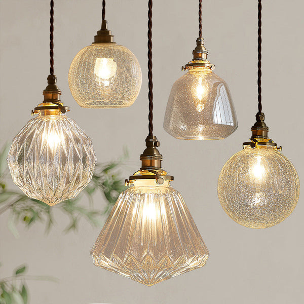 Scandinavische En Retro Kristallen Glazen Hanglamp - hanglampen - close-up