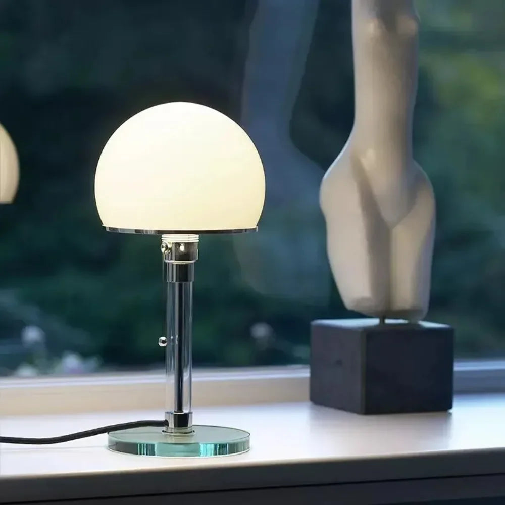 AuroraBauhaus LED Tafellamp – Nordic Glas & Metaal Designlamp - tafellampen - gemonteerd