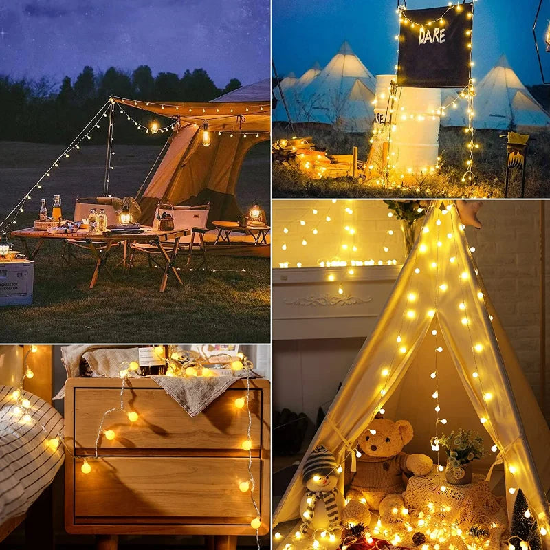 LumiGlobe 10M Kleine Bol Fairy Lights – USB/Batterij - hanglampen - zijaanzicht