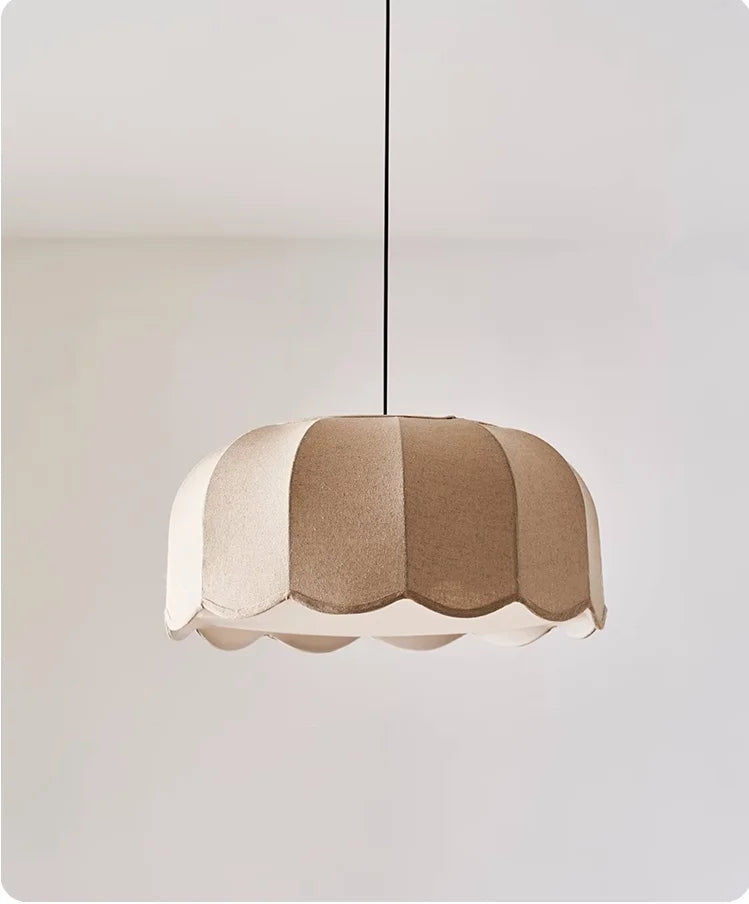 Nordic Wabi Glow – Minimalistische Wabi Sabi Linnen LED Hanglamp - hanglampen - zijaanzicht