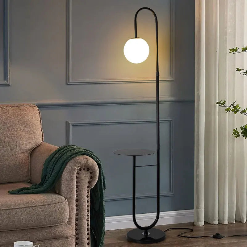Nordic Luxe Vloerlamp met Marmeren Bijzettafel - vloerlamp - close-up