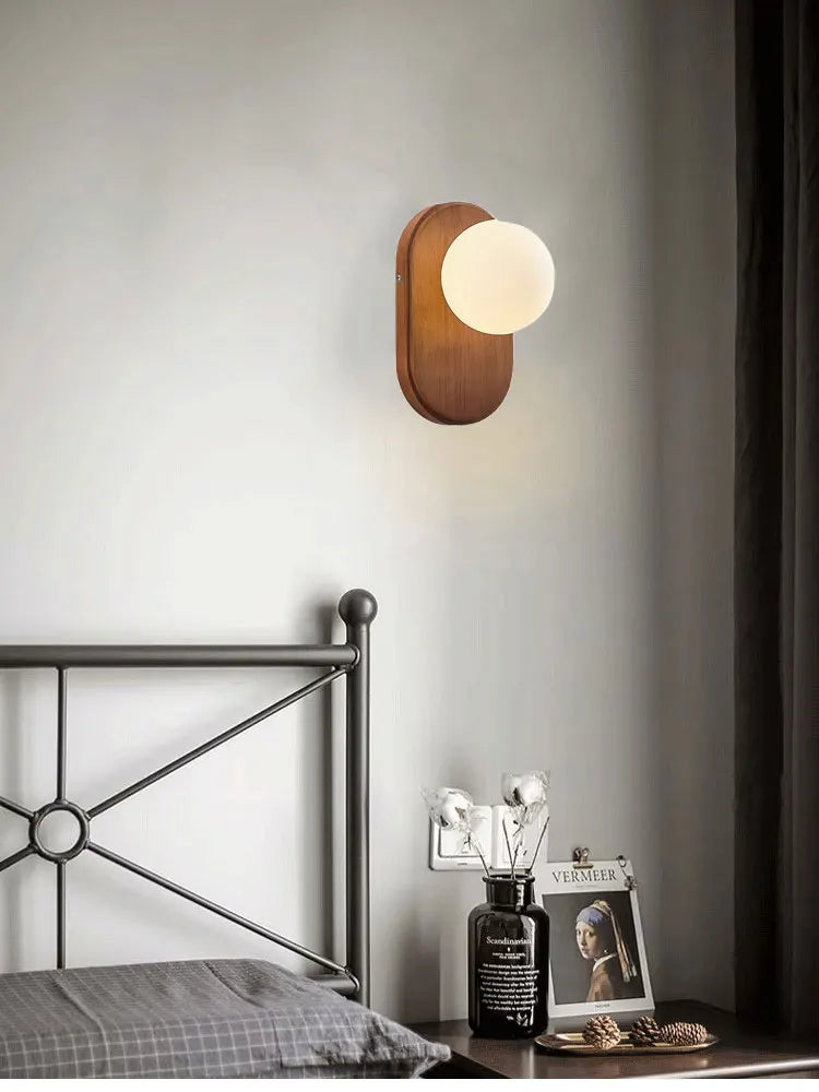 ZenLight Hikari Wandlamp – Japanse Massief Houten Wandverlichting met Frosted Glass | Vintage Nordic Design - wandlamp - deta