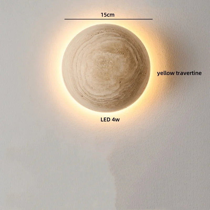 TerraLume Wabi-Sabi Travertin LED Wandlamp - wandlamp - close-up