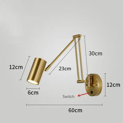 LUXARM Verstelbare Wandlamp met Lange Arm - wandlamp - afmetingen