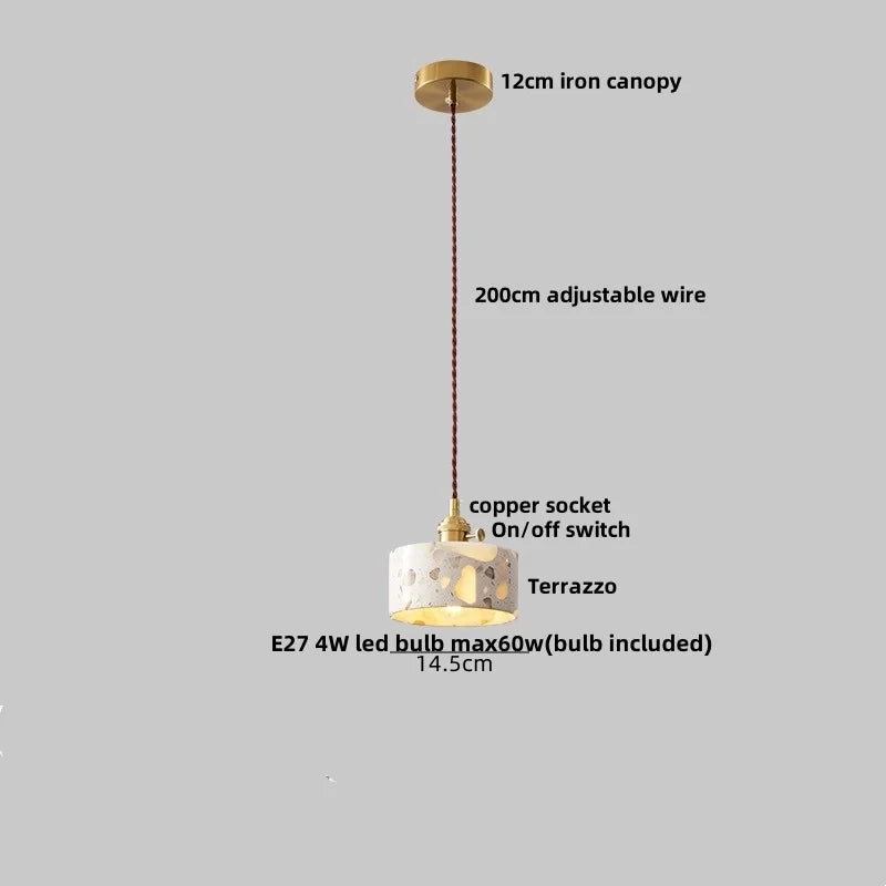 TerraLume LED Hanglamp – Moderne Terrazzo & Koper Designlamp - hanglampen - zijaanzicht