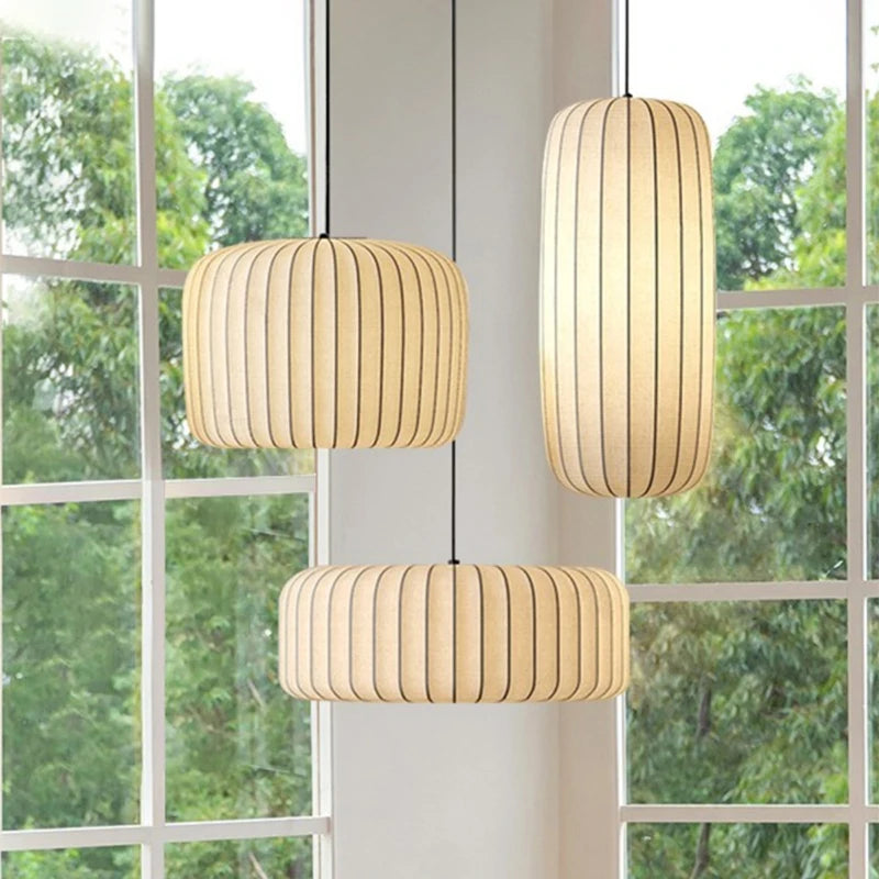 Modern Japanese Wabi Sabi Zijdehanglamp - plafondlampen - sfeerbeeld