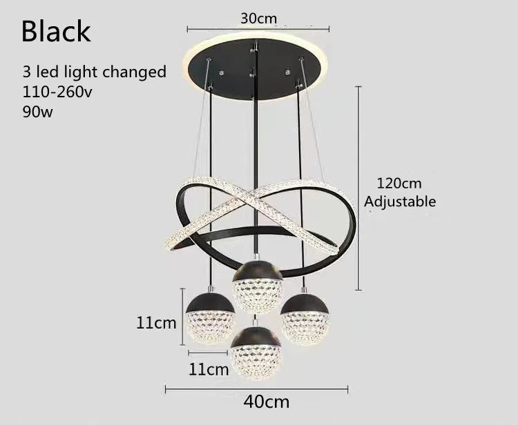 LumaCrest LED Pendant Light – Modern Art Deco Ambience for Dining and Living Rooms