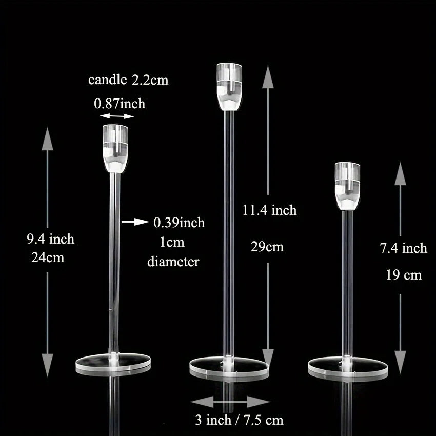 LumenAcry Clear Acrylic Candle Holder Set (3-piece)
